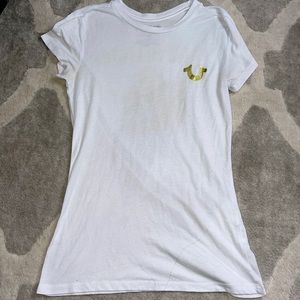 True Religion - White and Gold Logo Tee